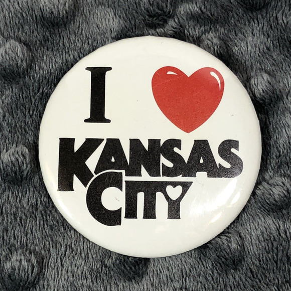 Kansas City Pin I Love Heart KC Large Vintage Retro White Black Red 2 1/4" - Picture 6 of 6